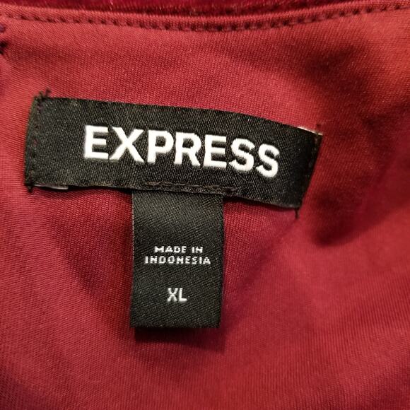 Express Women's Velvet Puff Sleeve Wrap Skirt Mini Sheath Dress Burgundy Size XL - Picture 4 of 11